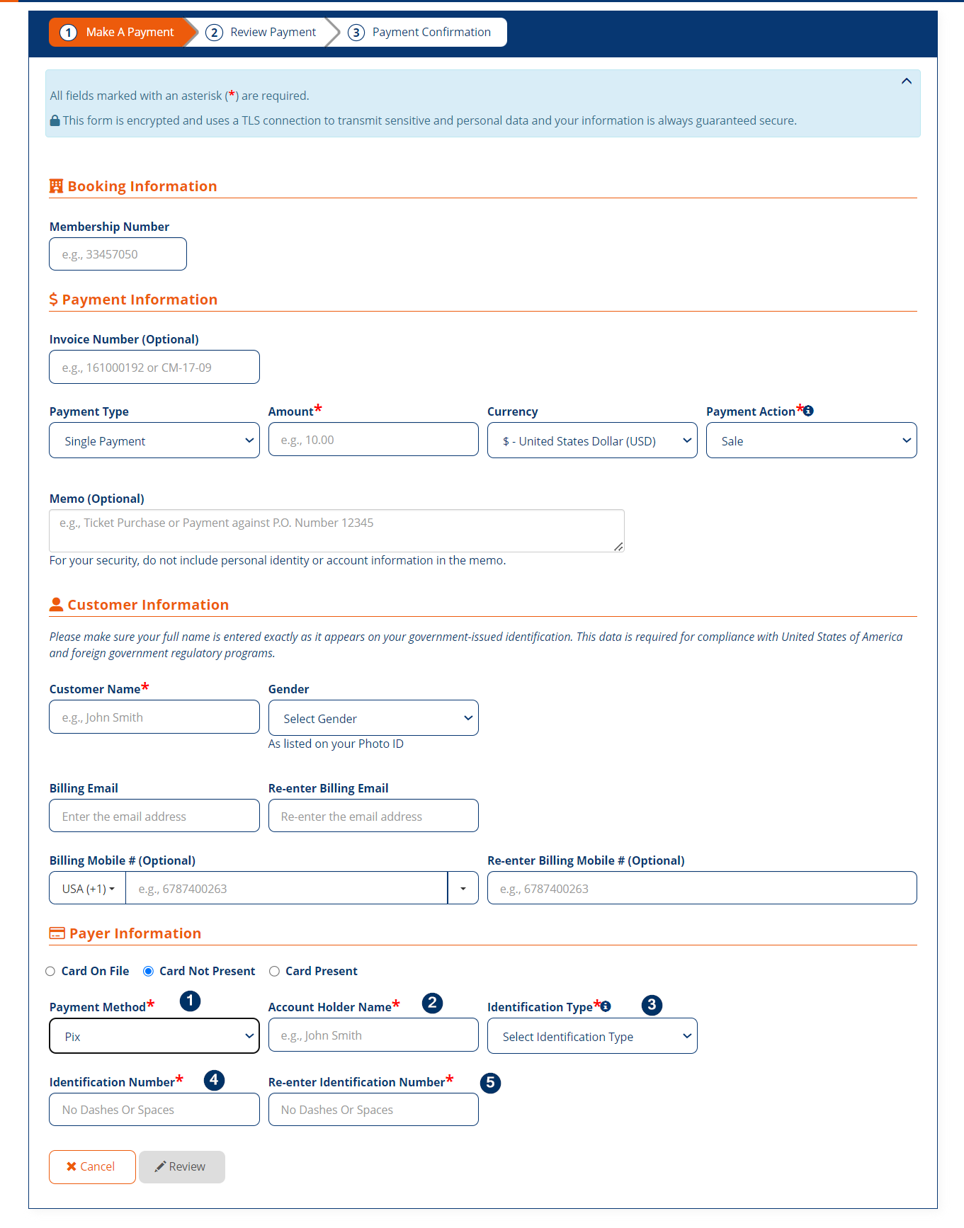 Make A Payment Screen